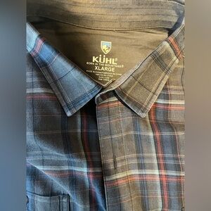 Kuhl Men's Blue and Red Plaid Button Down Shirt